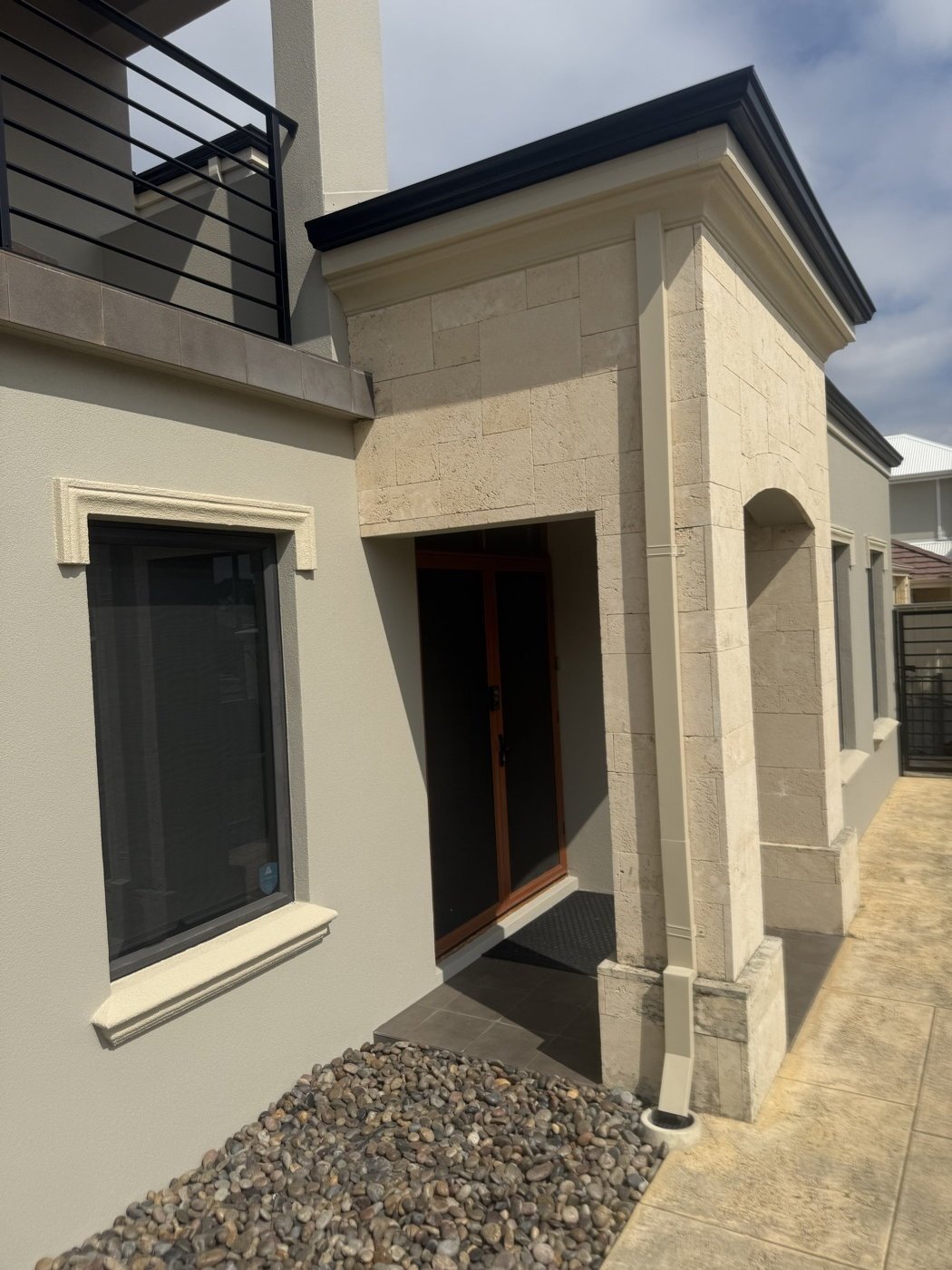 Common render damage repaired by LA Painting in Perth